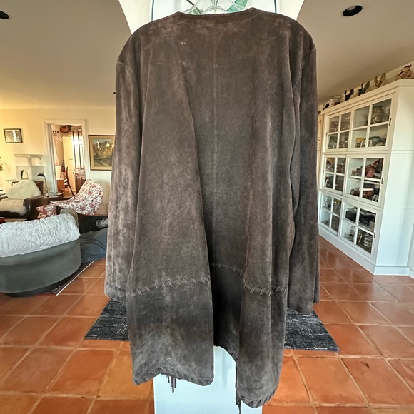 100% leather suede long coat - Picture 2 of 4